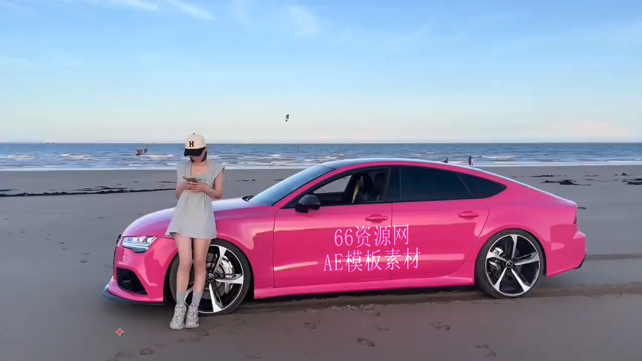 12沙滩红色车美女